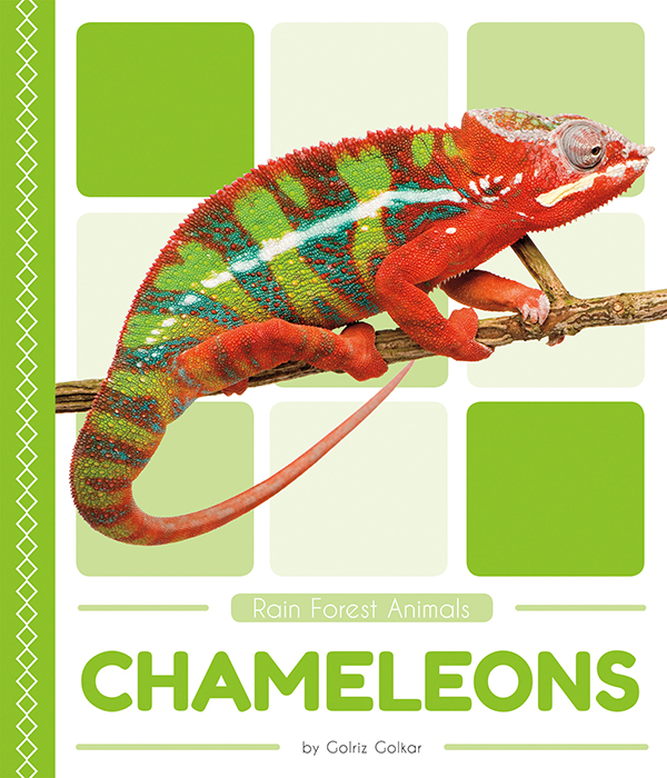 This book introduces readers to the color-changing lizard of the rain forest: the chameleon. Readers learn about the life cycle, behavior, physical characteristics, and habitat of chameleons. Vivid photographs and easy-to-read text aid comprehension for early readers. Features include a table of contents, an infographic, fun facts, Making Connections questions, a glossary, and an index. QR Codes in the book give readers access to book-specific resources to further their learning.