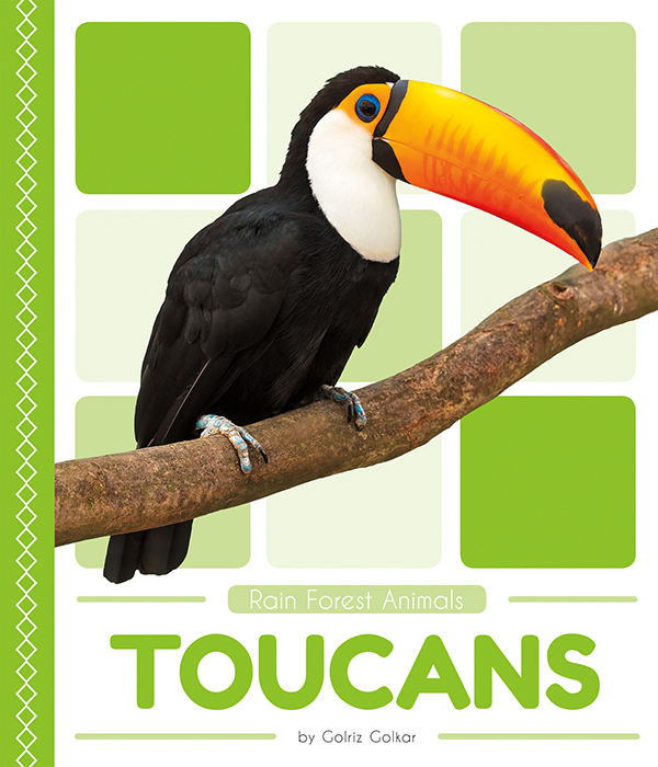 This book introduces readers to the large-billed bird of the rain forest: the toucan. Readers learn about the life cycle, behavior, physical characteristics, and habitat of toucans. Vivid photographs and easy-to-read text aid comprehension for early readers. Features include a table of contents, an infographic, fun facts, Making Connections questions, a glossary, and an index. QR Codes in the book give readers access to book-specific resources to further their learning.