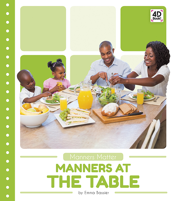 Offers a friendly explanation of good manners to use when eating, such as polite ways to pass and serve food. Vivid photographs and easy-to-read text aid comprehension for early readers. Features include a table of contents, Making Connections questions, a glossary, and an index. A QR Code in each chapter gives readers access to additional online resources further their learning.