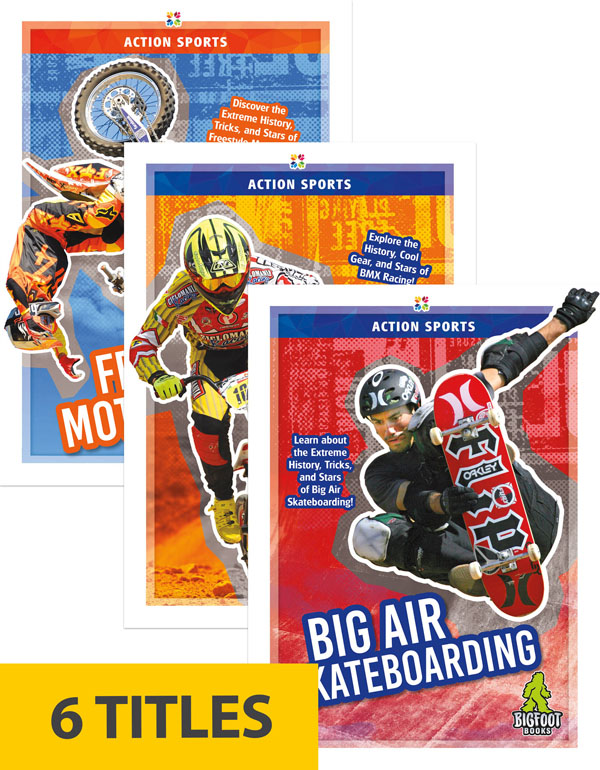 This series introduces readers to six major action sports, covering exciting moments, top competitors, and the history of each sport. Each title features informative sidebars, detailed infographics, vivid photos, and a glossary.