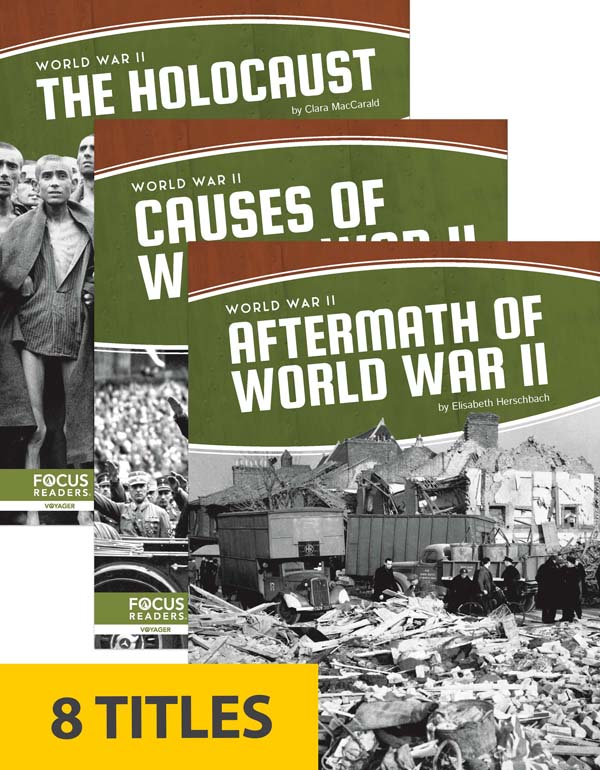 World War II was one of the defining events of the 20th century. This informative series helps readers understand the events that caused the war, the many parts of life the conflict affected, the key battles, and the lasting impacts the war had around the world. Each book includes historic photos, two 