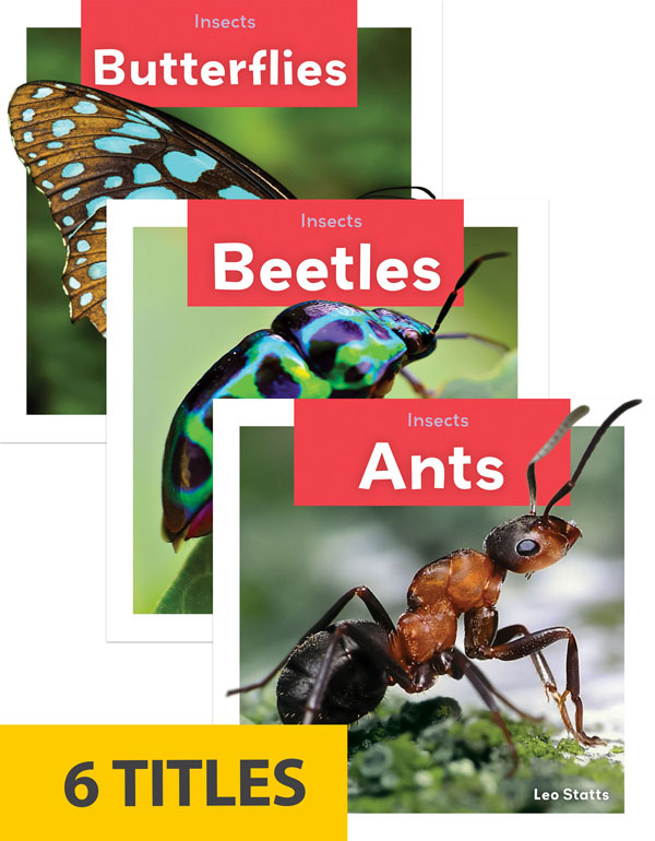 This series introduces readers to six types of insects. Each book will cover the insect’s body, where it lives, what it eats, and its lifecycle. Readers will love the amazing photographs, easy-to-read and lively text, and quick stats at the end of each book.
