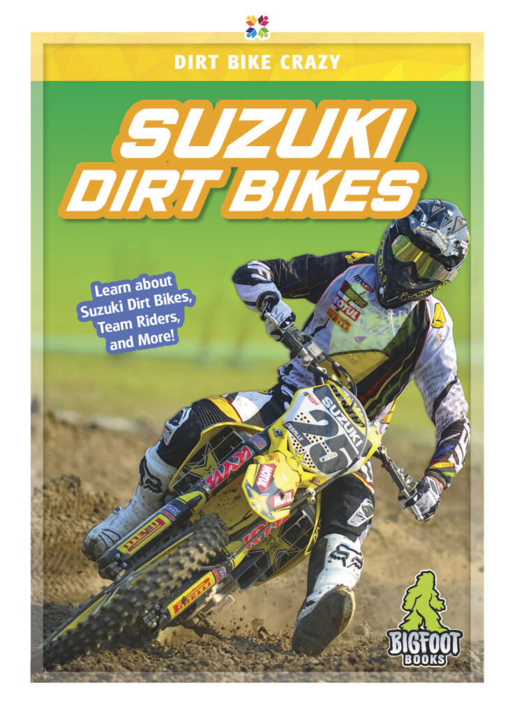 This title introduces readers to the features, brand history, and sponsored motocross athletes of Suzuki dirt bikes. This title includes informative sidebars, detailed infographics, vivid photos, and a glossary.