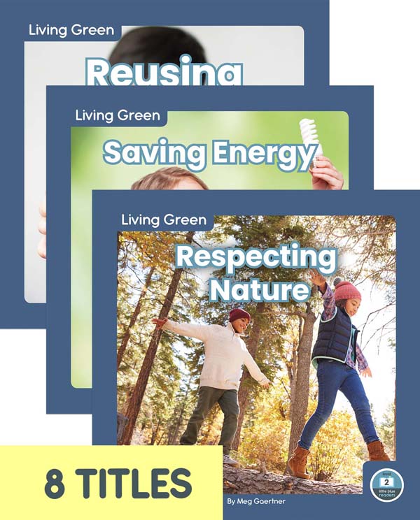 From planting trees to reusing clothes, there are many ways children can help the environment. This engaging series empowers children to make a difference in their communities by living green. Each book includes easy-to-read text and vibrant photos, making this series a great choice for beginning readers. Each book also has a table of contents, picture glossary, and index. This Little Blue Readers series is at Level 2, aligned to reading levels of grades K-1 and interest levels of grades PreK-2.