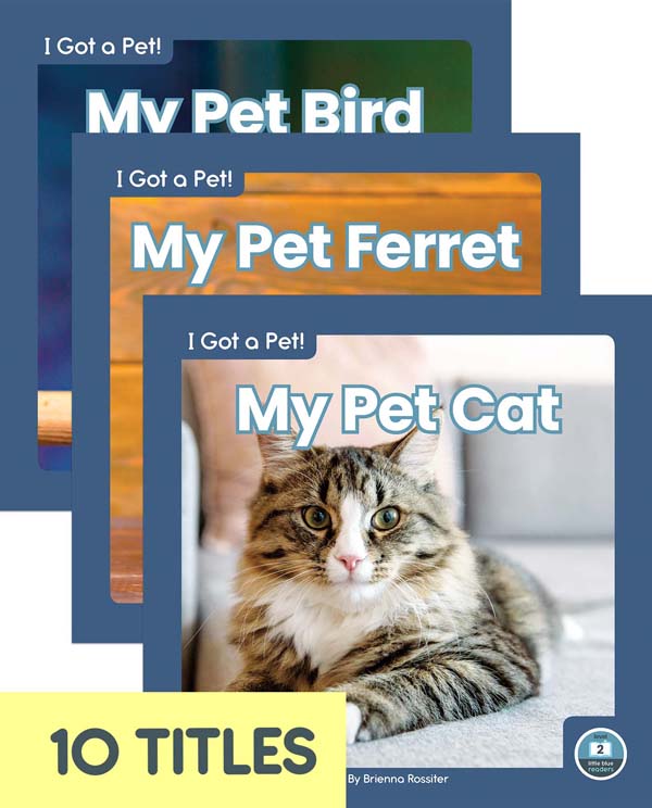 A pet can be a wonderful addition to a family, and this adorable series offers young readers a look at ten of the most popular animals. Each book discusses the animal's behavior along with the type of care that owners must provide. Each book includes simple text and vibrant photos, making this series a perfect choice for beginning readers. Each book also has a table of contents, picture glossary, and index. This Little Blue Readers series is at Level 2, aligned to reading levels of grades K-1 and interest levels of grades PreK-2.