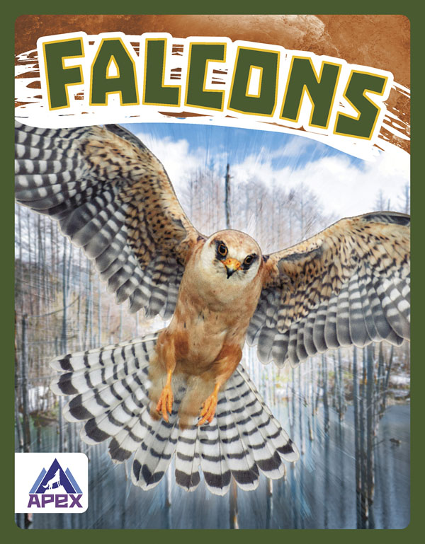This book gives fascinating facts about falcons and their lives in the wild. Short paragraphs of easy-to-read text are paired with plenty of colorful photos to make reading engaging and accessible. The book also includes a table of contents, fun facts, sidebars, comprehension questions, a glossary, an index, and a list of resources for further reading. Apex books have low reading levels (grades 2-3) but are designed for older students, with interest levels of grades 3-7.