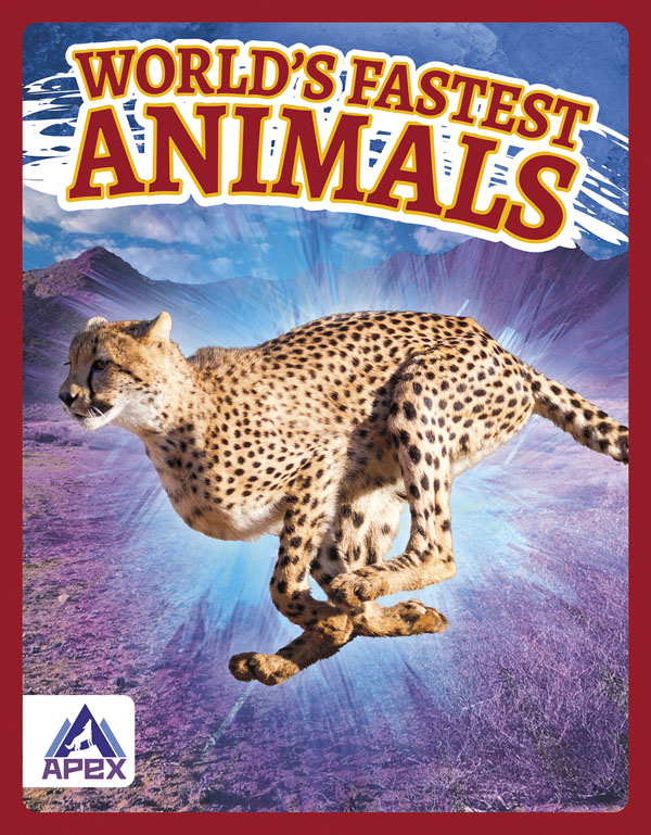 This book introduces readers to the world’s fastest animals, highlighting record-setting animals on land, in the air, and in the sea, as well as the traits that help them achieve those speeds. Short paragraphs of easy-to-read text are paired with plenty of colorful photos to make reading engaging and accessible. The book also includes a table of contents, fun facts, sidebars, comprehension questions, a glossary, an index, and a list of resources for further reading. Apex books have low reading levels (grades 2-3) but are designed for older students, with interest levels of grades 3-7.