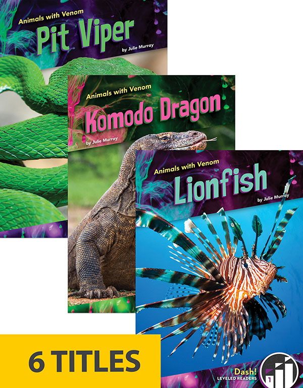 All animals have special characteristics that make them good at hunting or defending themselves. But animals with venom may be the coolest! This series, written specifically for beginning readers, introduces each animal, where it lives, what it eats, and how it uses its venom to survive. Aligned to Common Core standards & correlated to state standards.