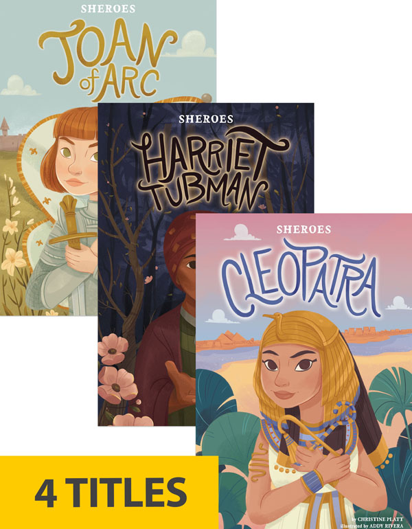 This series introduces readers to history’s heroines and how they earned their reputations as warriors, spies, etc. Each title will introduce the shero, then provide any necessary historical context, the figure’s most prominent heroic deeds, and her greatest impact. Aligned to Common Core standards and correlated to state standards.