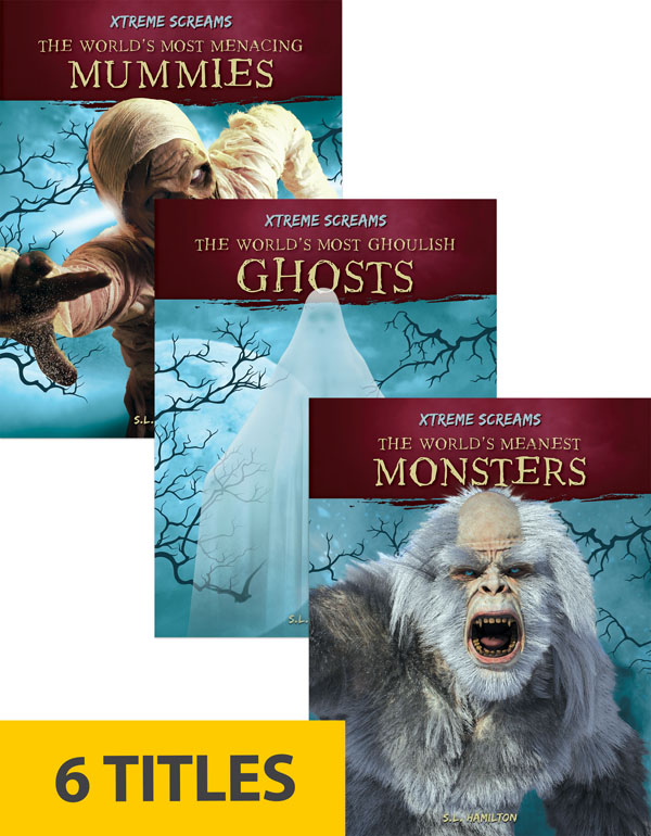 Xtreme Screams brings monster legends to your reluctant readers. Short, easy-to-read bursts of information highlight each creature, real-life history, and examples from books, movies, and video games. Features include a table of contents, glossary, and index. Plus, an Xtreme Challenge page is included with content questions designed to help readers process and build on their “Xtreme Screams” knowledge. Aligned to Common Core Standards and correlated to state standards.