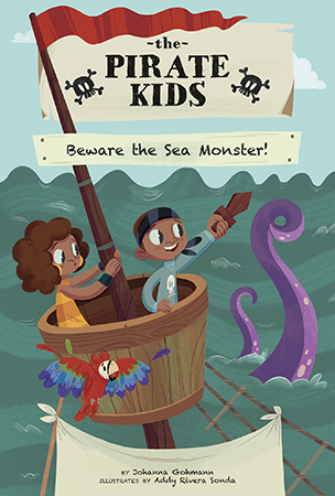 While up in the crow's nest playing a game of Pirate Eye, Percy spots a sea monster! Alarmed, the pirate kids tell their teacher, Captain Sharktooth, the whole story. He gives them a special lesson, just before the sea monster returns! Aligned to Common Core Standards and correlated to state standards.