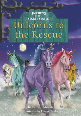 Iris would usually love to go visit the unicorns with her younger sister Ruby. But with a big school report due the next day, Iris has to focus. She doesn’t have time to visit the unicorns. And she is not in the mood to listen to Ruby’s problems. But when Ruby goes missing, Iris worries she’s made a big mistake. With the help of stallions Ember Shadow and Tempest, Iris searches the Enchanted Realm for Ruby. Can she find her sister and make things right before it’s too late?

There are unicorns behind Magic Moon Stable, but no one knows they exist except Iris and Ruby. As Unicorn Guardians, the two girls must protect the unicorns to keep them safe from the outside world.