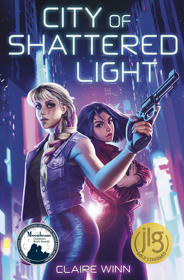 As darkness closes in on the city of shattered light, an heiress and an outlaw must decide whether to fend for themselves or fight for each other.

As heiress to a powerful tech empire, seventeen-year-old Asa Almeida strives to prove she's more than her manipulative father's shadow. But when he uploads her rebellious sister’s mind to an experimental brain, Asa will do anything to save her sister from reprogramming—including fleeing her predetermined future with her sister’s digitized mind in tow. With a bounty on her head and a rogue AI hunting her, Asa’s getaway ship crash-lands in the worst possible place: the neon-drenched outlaw paradise, Requiem.

Gunslinging smuggler Riven Hawthorne is determined to claw her way up Requiem’s underworld hierarchy. A runaway rich girl is exactly the bounty Riven needs—until a nasty computer virus spreads in Asa’s wake, causing a citywide blackout and tech quarantine. To get the payout for Asa and save Requiem from the monster in its circuits, Riven must team up with her captive.

Riven breaks skulls the way Asa breaks circuits, but their opponent is unlike anything they’ve ever seen. The AI exploits the girls’ darkest memories and deepest secrets, threatening to shatter the fragile alliance they’re both depending on. As one of Requiem’s 154-hour nights grows darker, the girls must decide whether to fend for themselves or fight for each other before Riven’s city and Asa’s sister are snuffed out forever.