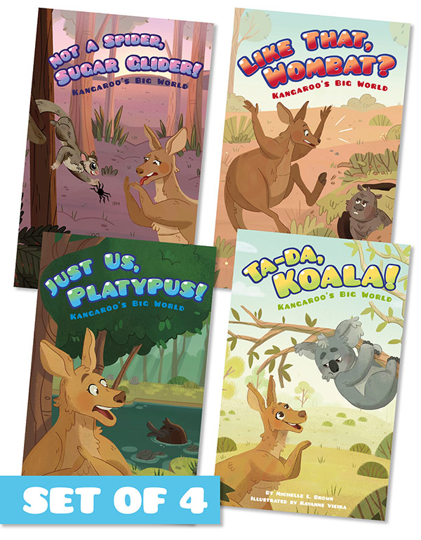 Kangaroo is one small animal in a big, wonderful world, and each day brings a new adventure. Playful, rhyming text and lively imagery help beginning readers follow along as Kangaroo explores her world and makes friends along the way.