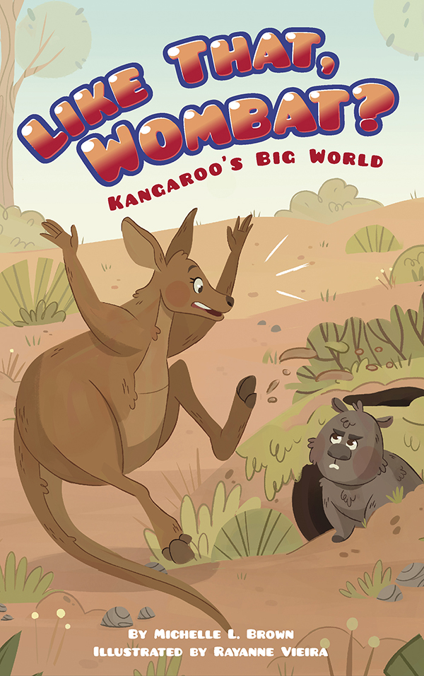 Kangaroo is hopping through the scrub when she accidentally destroys Wombat’s roof. Kangaroo tries to fix it, but all her attempts fail. In fact, they even make things worse! As Wombat gets angrier and his baby cries harder, is there anything Kangaroo can do to help?

Kangaroo is one small animal in a big, wonderful world, and each day brings a new adventure. Playful, rhyming text and lively imagery help beginning readers follow along as Kangaroo explores her world and makes friends along the way.