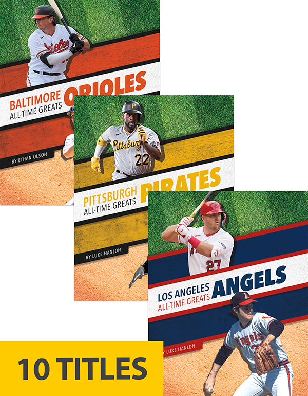 This fun series introduces readers to the greatest players to ever compete in Major League Baseball. Each book focuses on a team’s best players over the years, going into exciting details about what made those players great. Each book also includes a table of contents, a timeline of the players featured in the book, team facts, additional resource links, a glossary, and an index. This Press Box Books title is aligned to a reading level of grade 3 and an interest level of grade 2–4.
